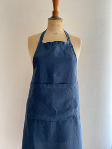 Work apron in old linen dyed indigo