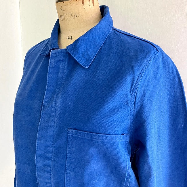 veste bleu de travail vintage les toiles blanches