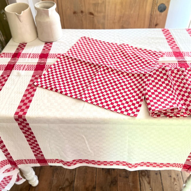 serice table lin damassé basque vintage les toiles blanches
