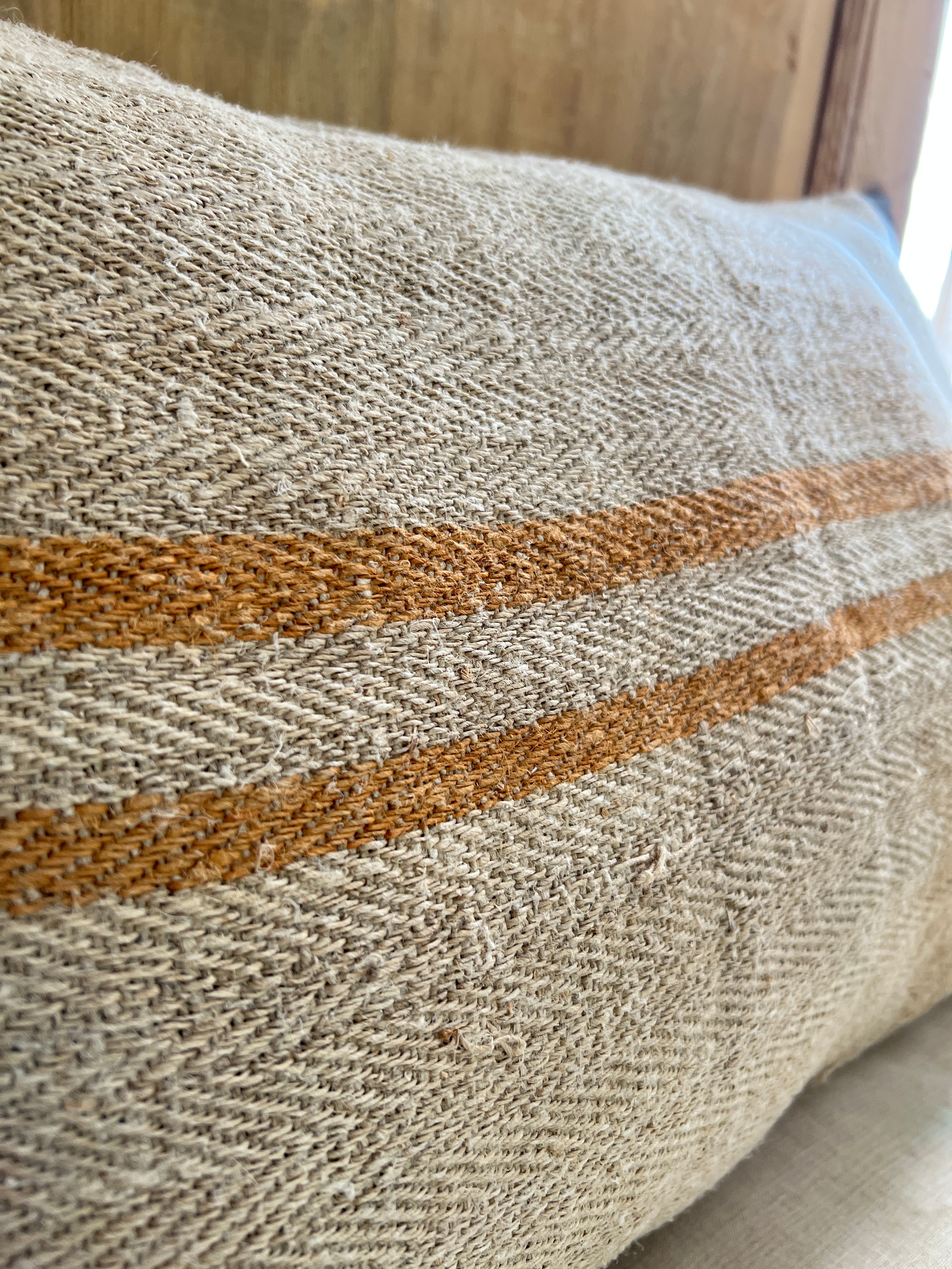 Cushion cover grain bag green stripes