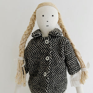 Bertille rag doll in herringbone coat