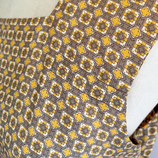 Robe vintage décor impression cravate Lyon c1950 Les Toiles Blanches