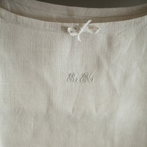 Chemise de nuit lin monogramme RM 1900 Les Toiles Blanches