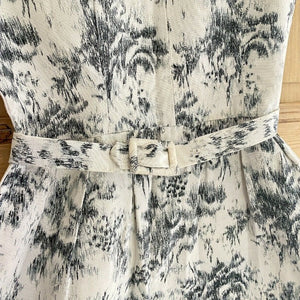Robe vintage fleuri ceinture assortie 1950 Les Toiles Blanches 